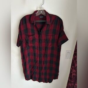 Madewell Courier shirtdress in burgundy buffalo plaid. Size S. Great condition!